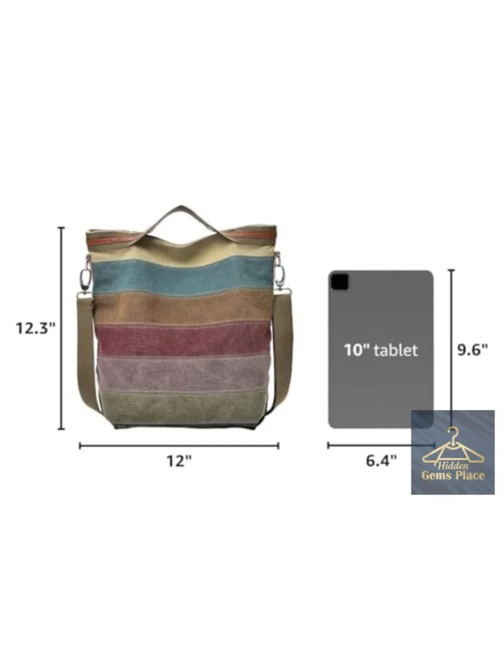 Canvas Hobo Handbag Multi-Color Tote Crossbody Shoulder Bag